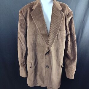 Vintage corduroy sportscoat men's 50 2 brown 70's business formal mature TV prop
